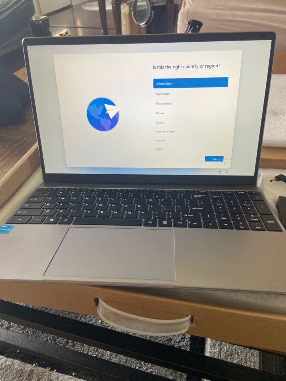 Intel Silver Laptop with Large Display and Full Keyboard